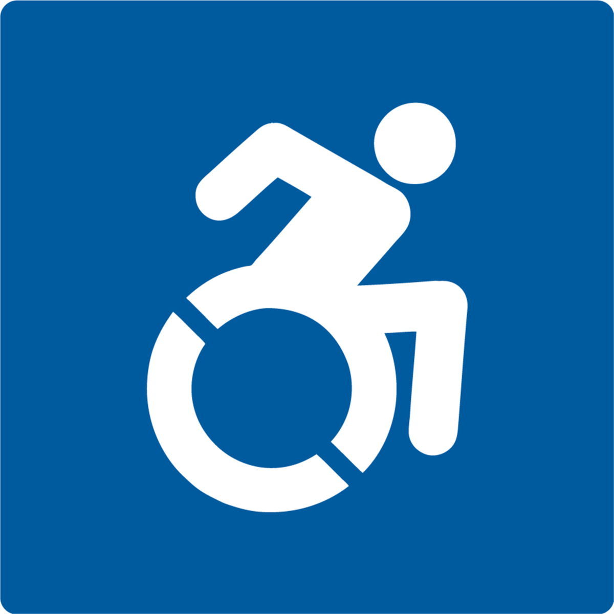 Accuform Braille Sign, Wheel Chair Symbol, 8" X 8", Plastic, Blue, PAD134BU